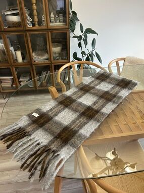 Cozy Plaid Fringe Wool Scarf